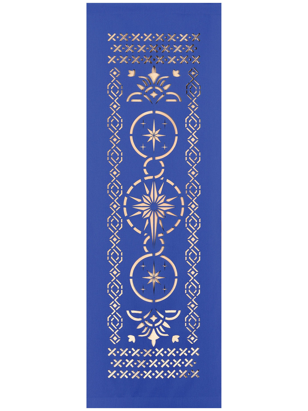 Ecclesiastical Banner sculpted with Star Symbol on Blue, Green, Purple, Red or White Fabric