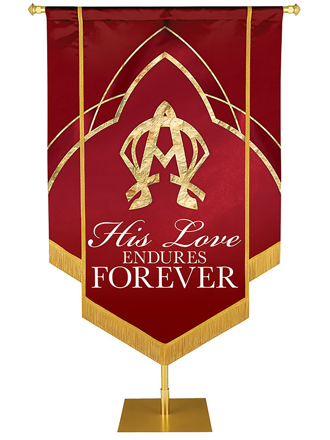 Eternal Emblems of Faith His Love Endures Forever Embellished Banner - Handcrafted Banners - PraiseBanners