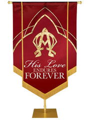Eternal Emblems of Faith His Love Endures Forever Embellished Banner - Handcrafted Banners - PraiseBanners