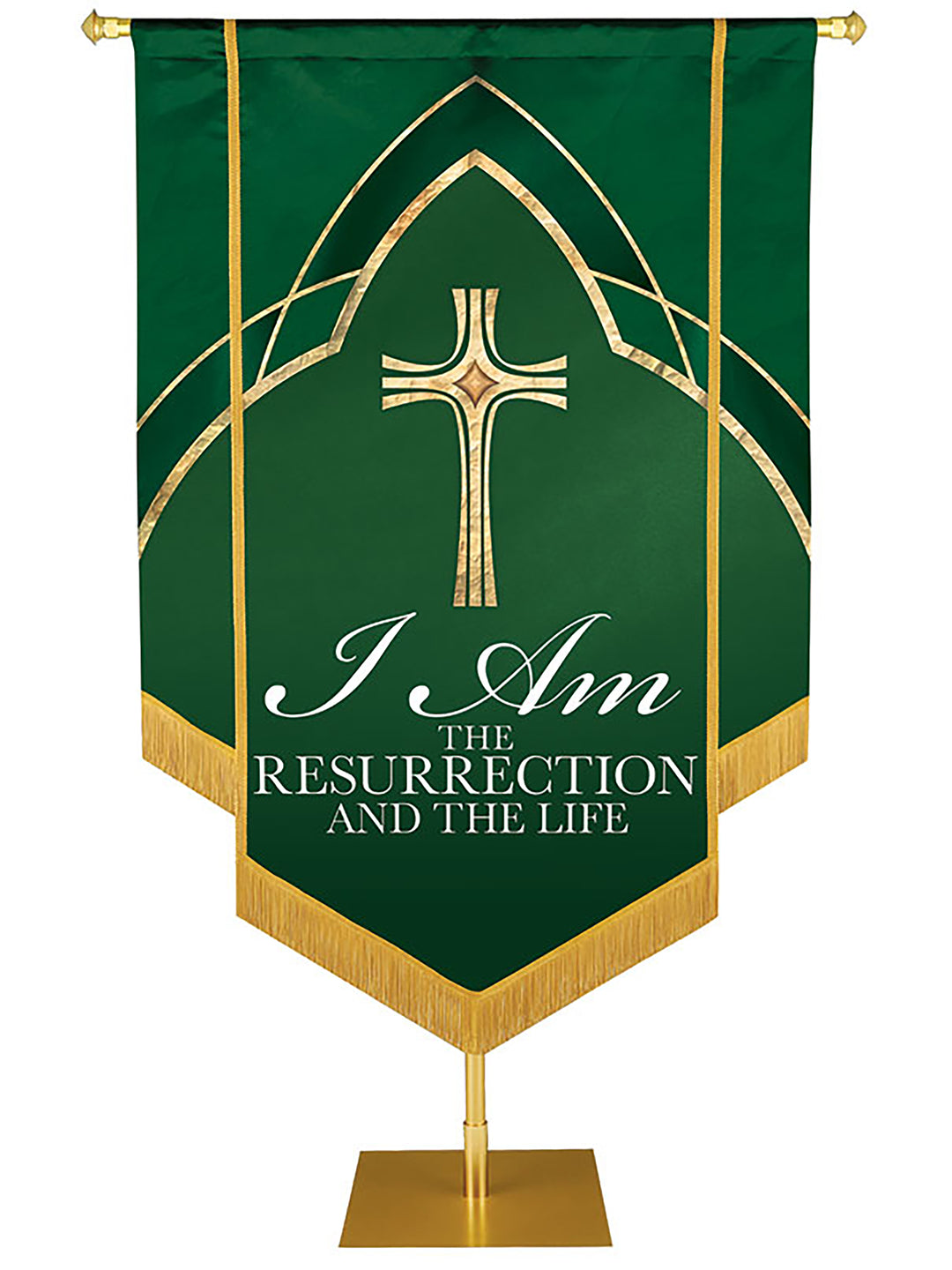 Eternal Emblems of Faith Resurrection And The Life Embellished Banner - Handcrafted Banners - PraiseBanners