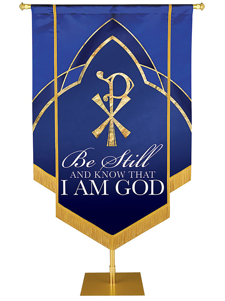 Eternal Emblems of Faith Be Still And Know Embellished Banner - Handcrafted Banners - PraiseBanners