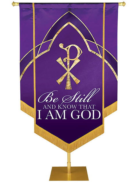 Eternal Emblems of Faith Be Still And Know Embellished Banner - Handcrafted Banners - PraiseBanners