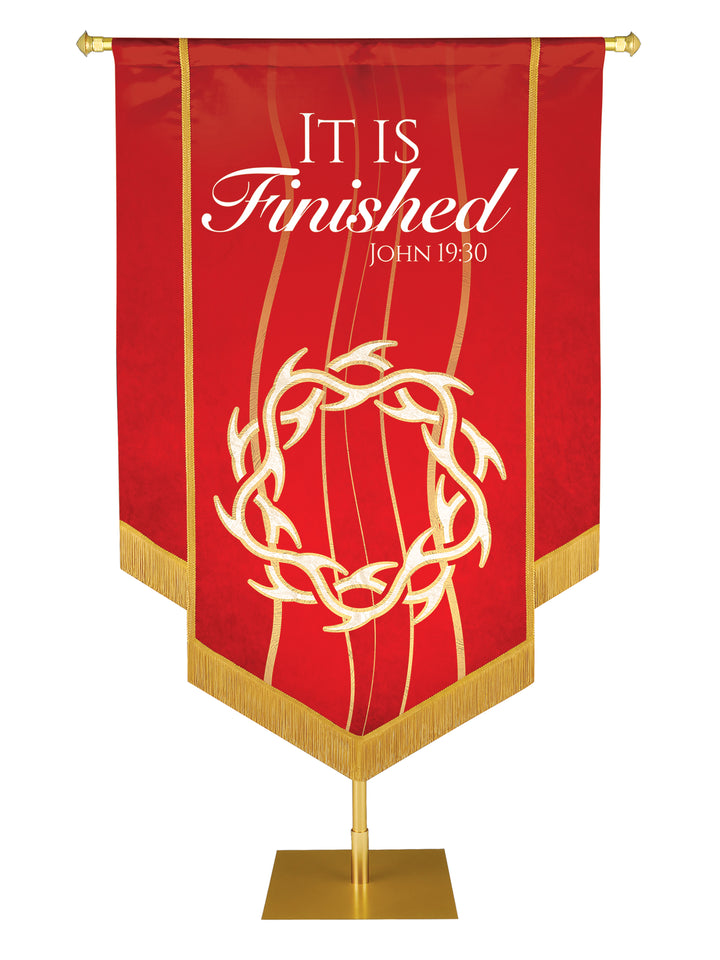 Experiencing God Crown of Thorns, It Is Finished Embellished Banner - Handcrafted Banners - PraiseBanners