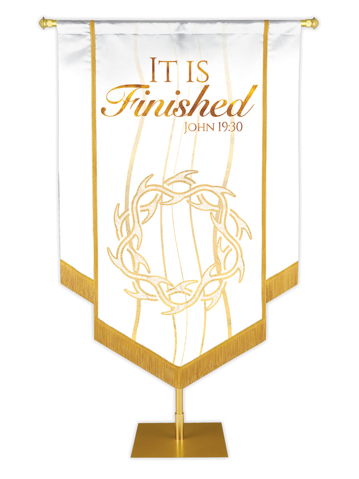 Experiencing God Crown of Thorns, It Is Finished Embellished Banner - Handcrafted Banners - PraiseBanners