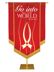 Experiencing God Fish, Go Into The World Embellished Banner - Handcrafted Banners - PraiseBanners