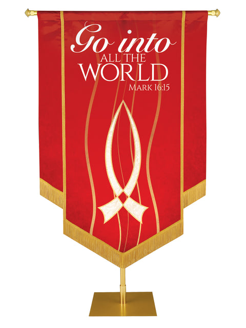 Experiencing God Fish, Go Into The World Embellished Banner - Handcrafted Banners - PraiseBanners