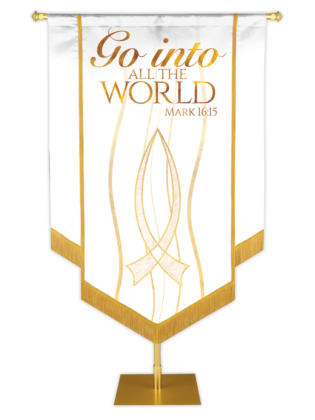 Experiencing God Fish, Go Into The World Embellished Banner - Handcrafted Banners - PraiseBanners
