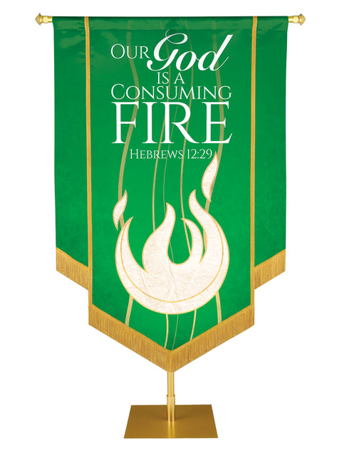 Experiencing God Flame, Our God Is A Consuming Fire Embellished Banner - Handcrafted Banners - PraiseBanners