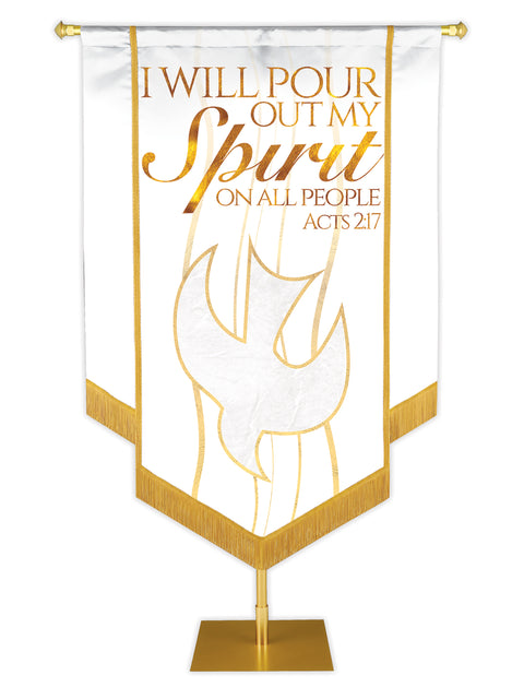 Experiencing God Dove, Pour Out My Spirit Embellished Banner - Handcrafted Banners - PraiseBanners