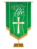 Experiencing God Cross, Resurrection And The Life Embellished Banner - Handcrafted Banners - PraiseBanners