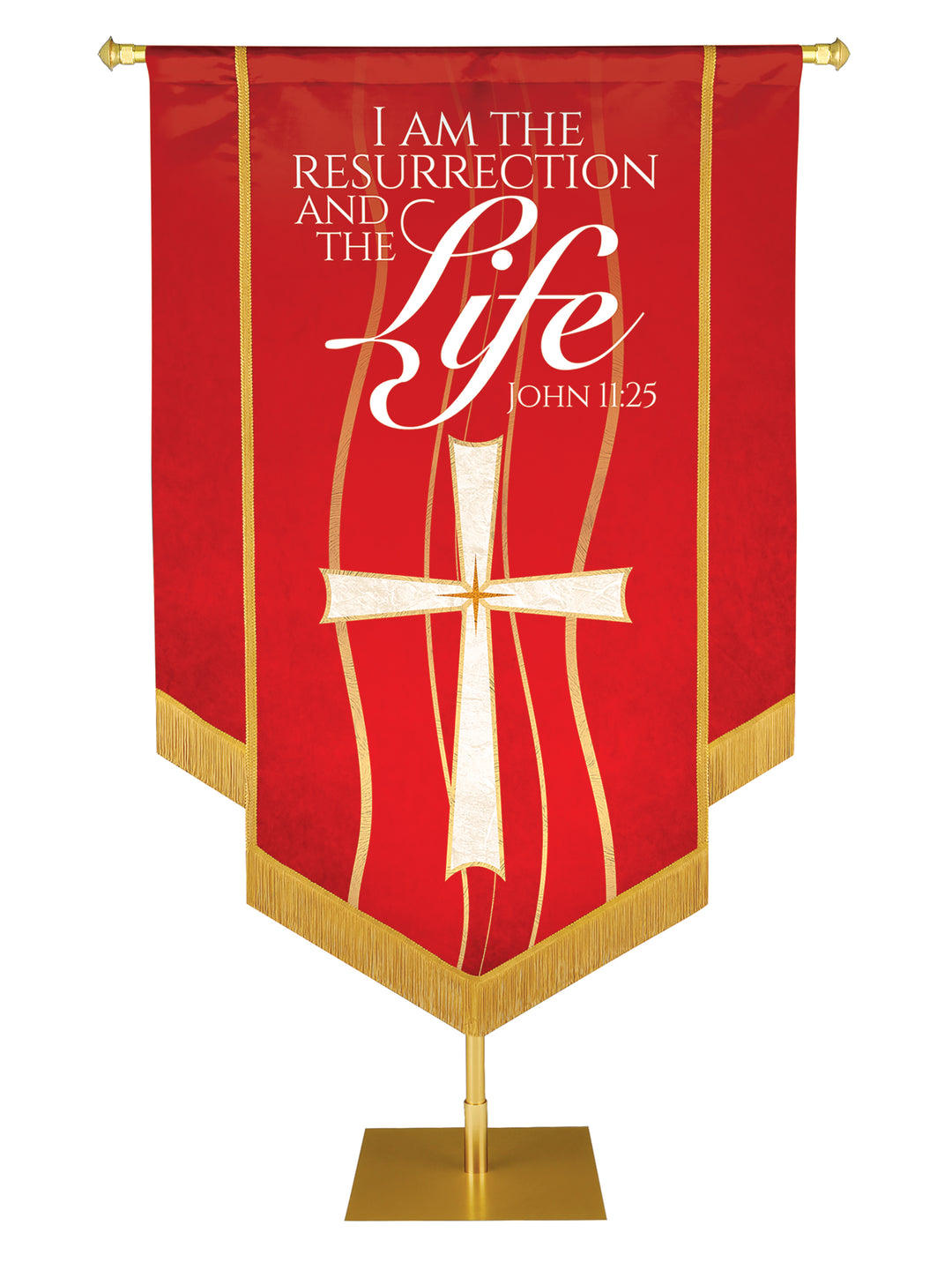 Experiencing God Cross, Resurrection And The Life Embellished Banner - Handcrafted Banners - PraiseBanners
