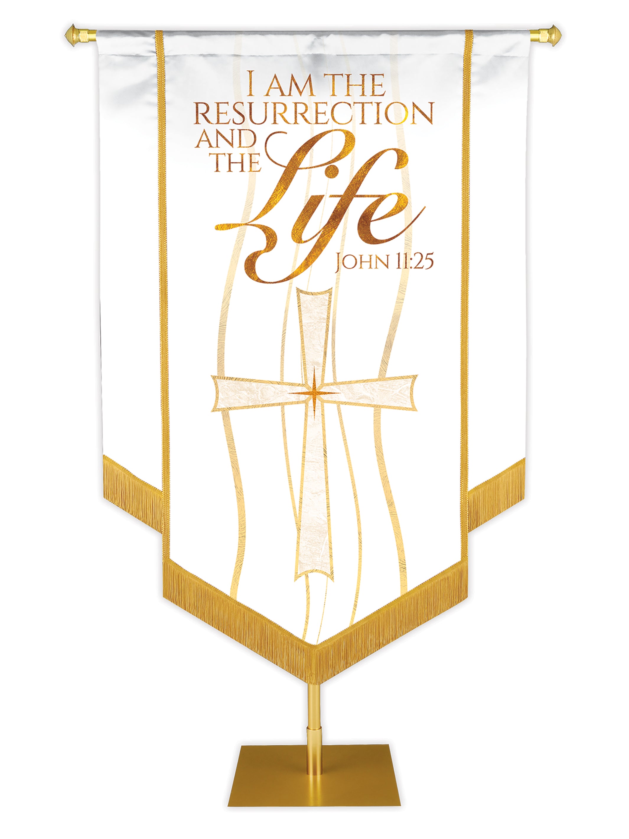 Embellished Cross, Resurrection And The Life Banner