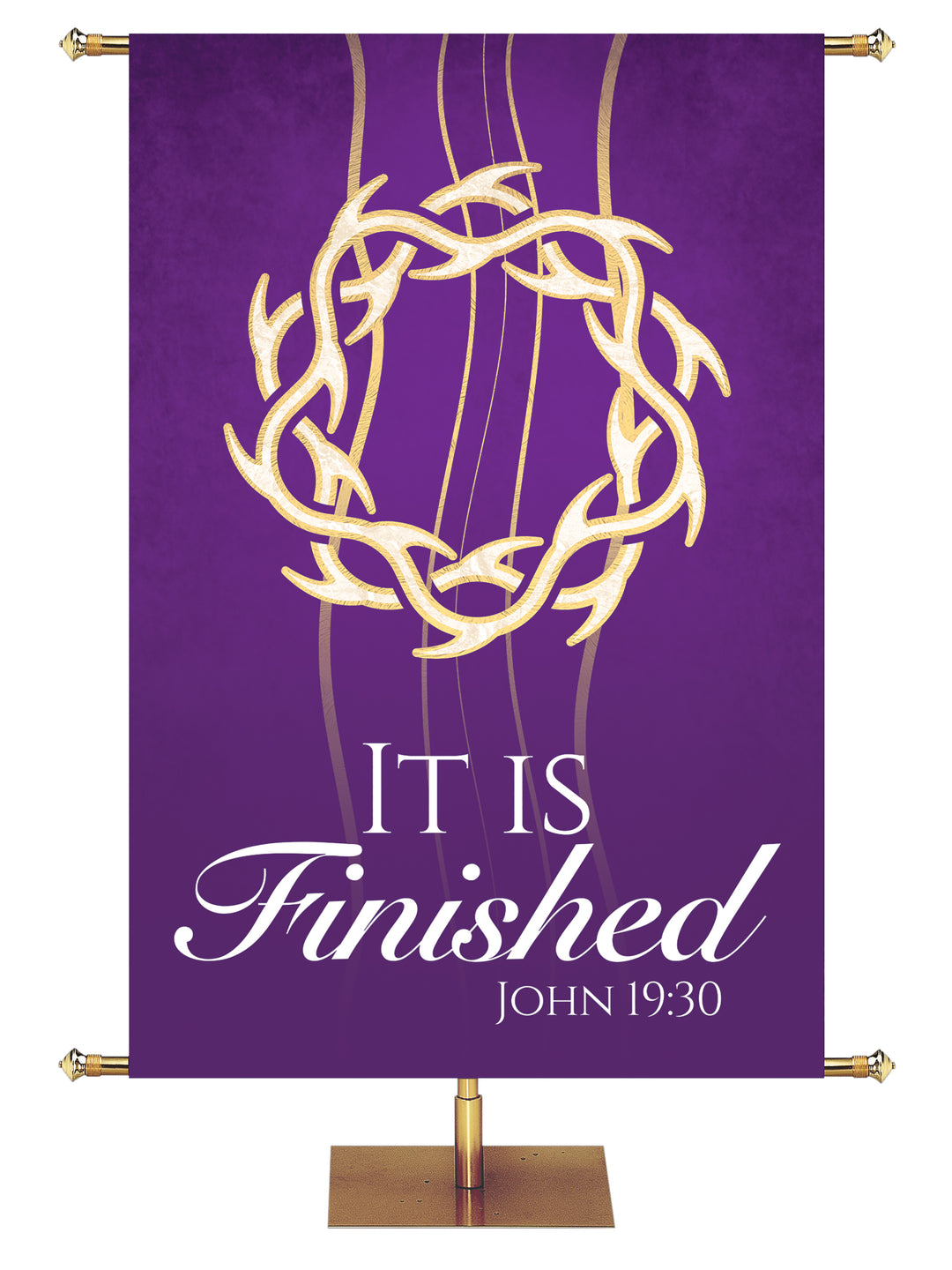Experiencing God Symbols and Phrases Crown of Thorns, It Is Finished - Liturgical Banners - PraiseBanners