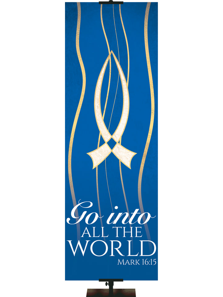 Experiencing God Symbols and Phrases Fish, Go Into The World - Liturgical Banners - PraiseBanners