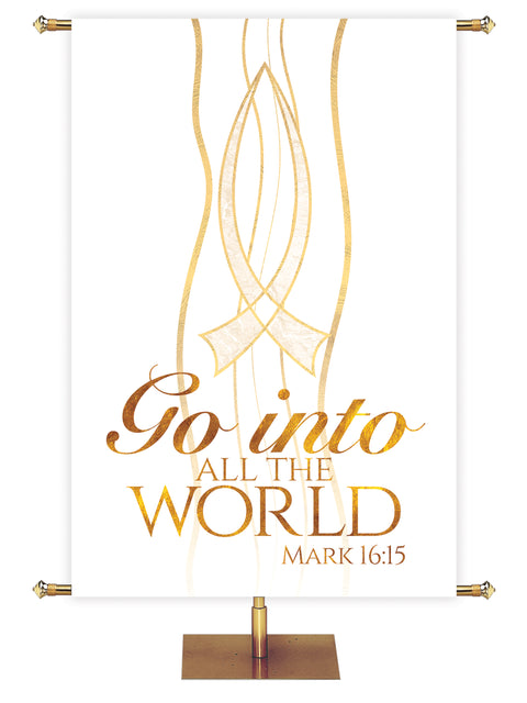 Experiencing God Symbols and Phrases Fish, Go Into The World - Liturgical Banners - PraiseBanners