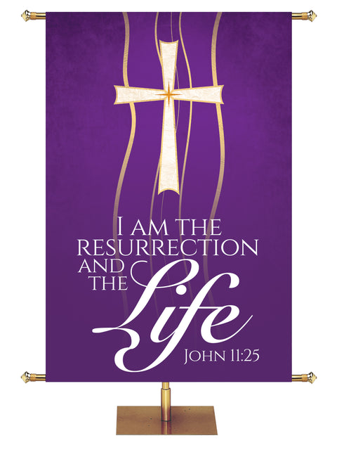Experiencing God Symbols and Phrases Cross, Resurrection And The Life - Liturgical Banners - PraiseBanners