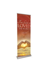 Retractable Banner with Stand Expressions of Love For God So Loved The World - Year Round Banners - PraiseBanners