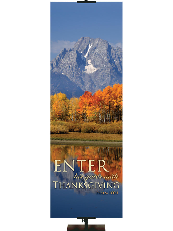 Expressions of Gratitude Background Style C Enter His Gates - Fall Banners - PraiseBanners