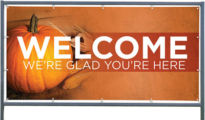 Custom Outdoor Banner and Frame Display - Autumn Welcome - Outdoor Banner & Frame Display - PraiseBanners