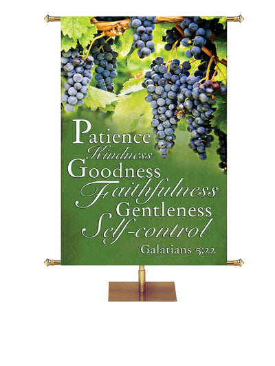 Fruit of the Spirit Patience, Kindness Banner with grapes on green