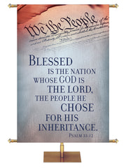 Red, White, and Blue Patriotic Fabric Banner Psalm 33:12 - Blessed is the Nation