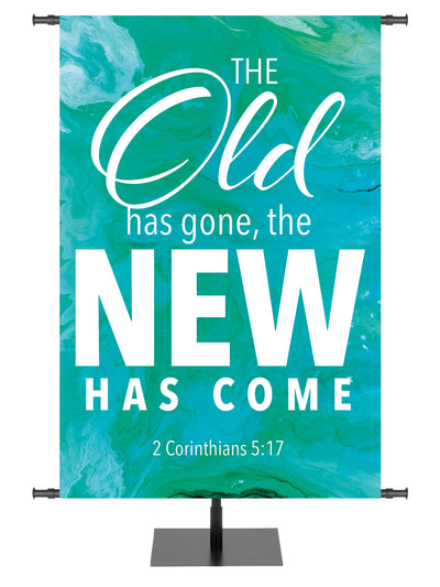 Church Gospel Impressions The Old Has Gone, The New Has Come. 2 Corinthians 5:17. In Blue, Purple, Red and Teal.