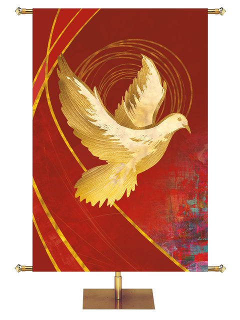 Graceful Liturgy Dove in Blue, Green, Purple and Red with golden highlights