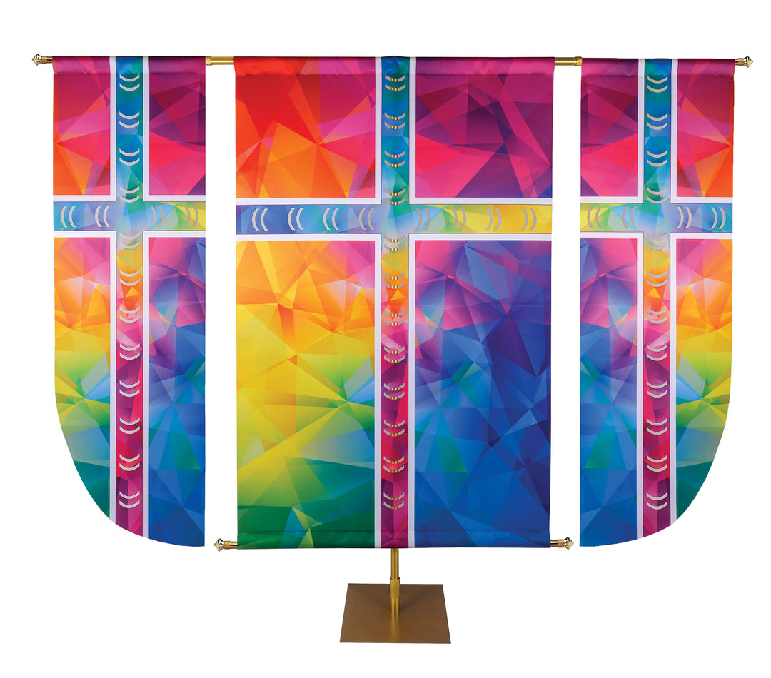 Colorful Cross Church Banner Set Hues of Grace Intricately cut and sculpted design trio set