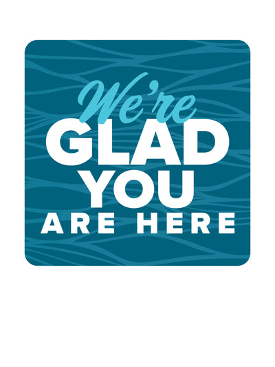 Woven Design We're Glad You Are Here Hand-Held Signs - Set of 4