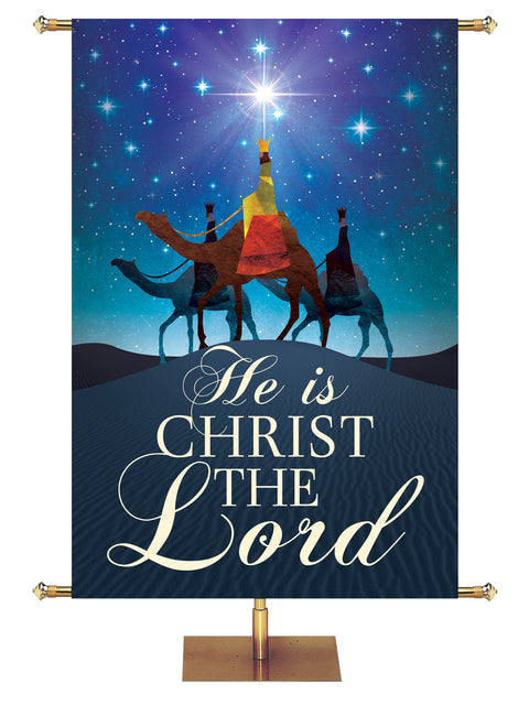 Church Banner for Christmas with Three Wise Men He is Christ The Lord (2) Luke 2:11.