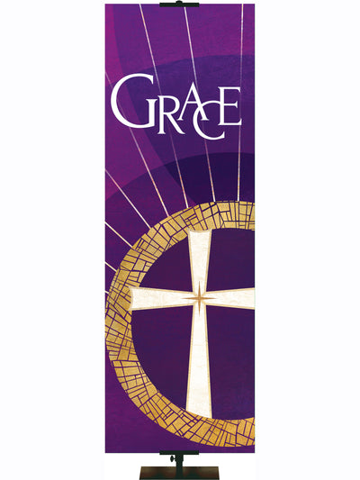 Hallmarks of Hope Cross Symbol and Grace Banner - Liturgical Banners - PraiseBanners