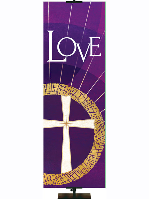 Hallmarks of Hope Cross Symbol and Love Banner - Liturgical Banners - PraiseBanners