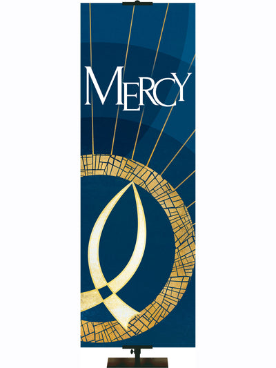 Hallmarks of Hope Fish Symbol and Mercy Banner - Liturgical Banners - PraiseBanners
