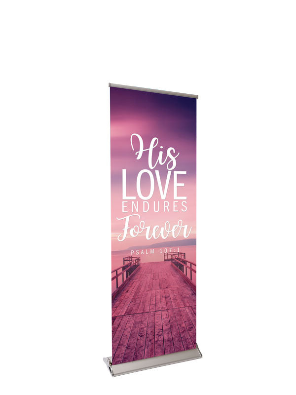 Retractable Banner with Stand Inspiration in Christ His Love Endures Forever - Year Round Banners - PraiseBanners