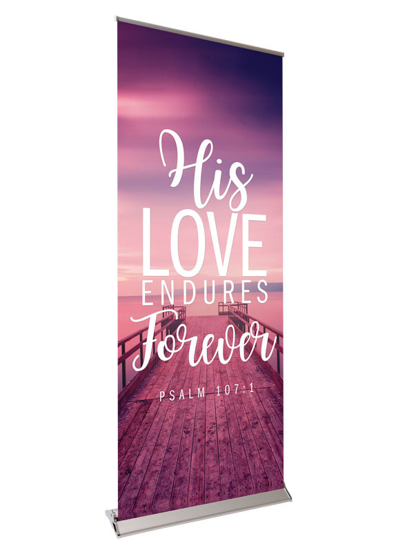 Retractable Banner with Stand Inspiration in Christ His Love Endures Forever