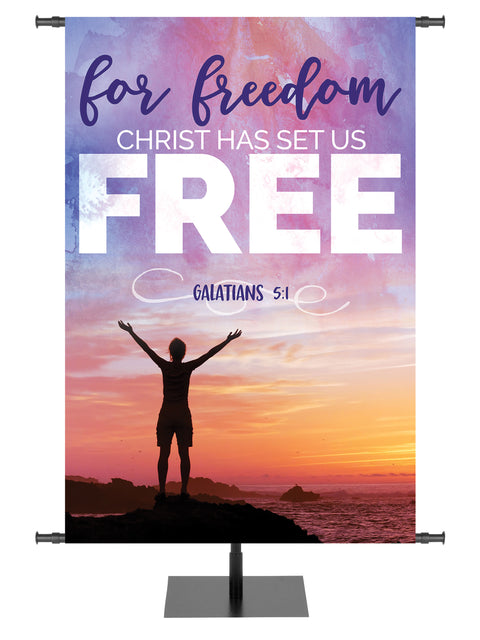 Impressions of Easter Christ Has Set Us Free - Easter Banners - PraiseBanners