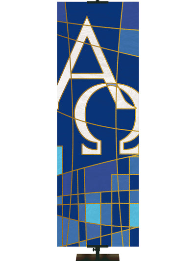 Luminescence Stained Glass Alpha & Omega Symbol - Liturgical Banners - PraiseBanners