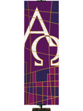 Luminescence Stained Glass Alpha & Omega Symbol - Liturgical Banners - PraiseBanners