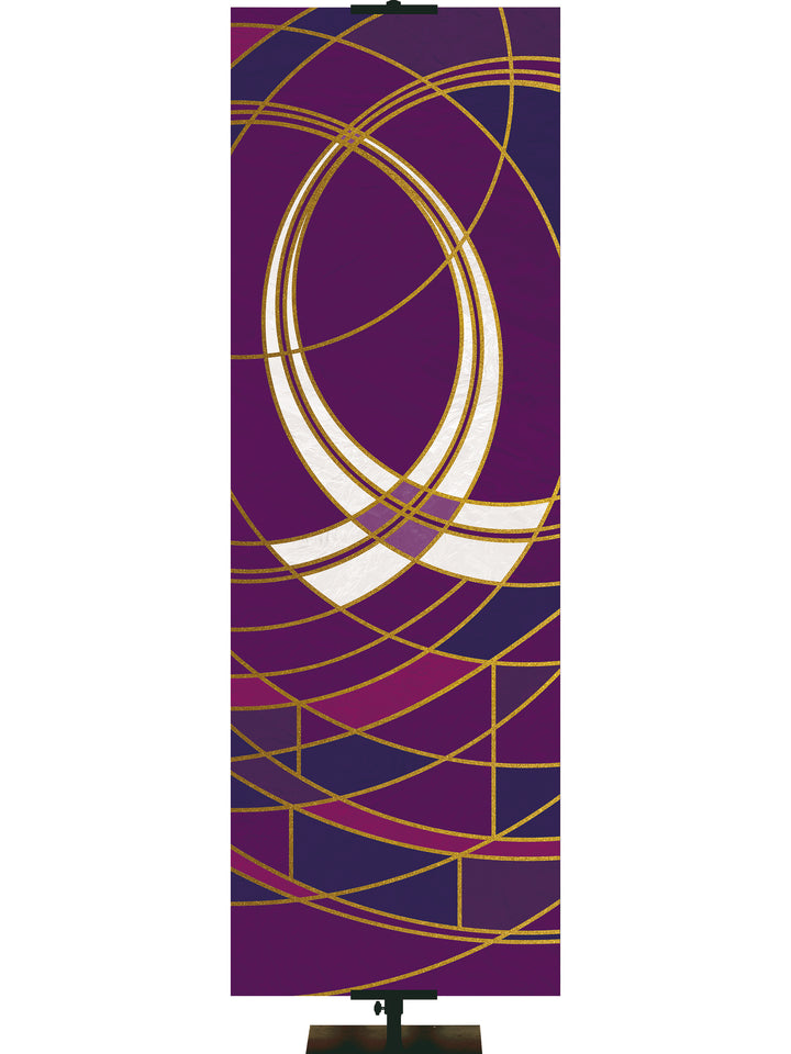 Luminescence Stained Glass Fish Symbol - Liturgical Banners - PraiseBanners