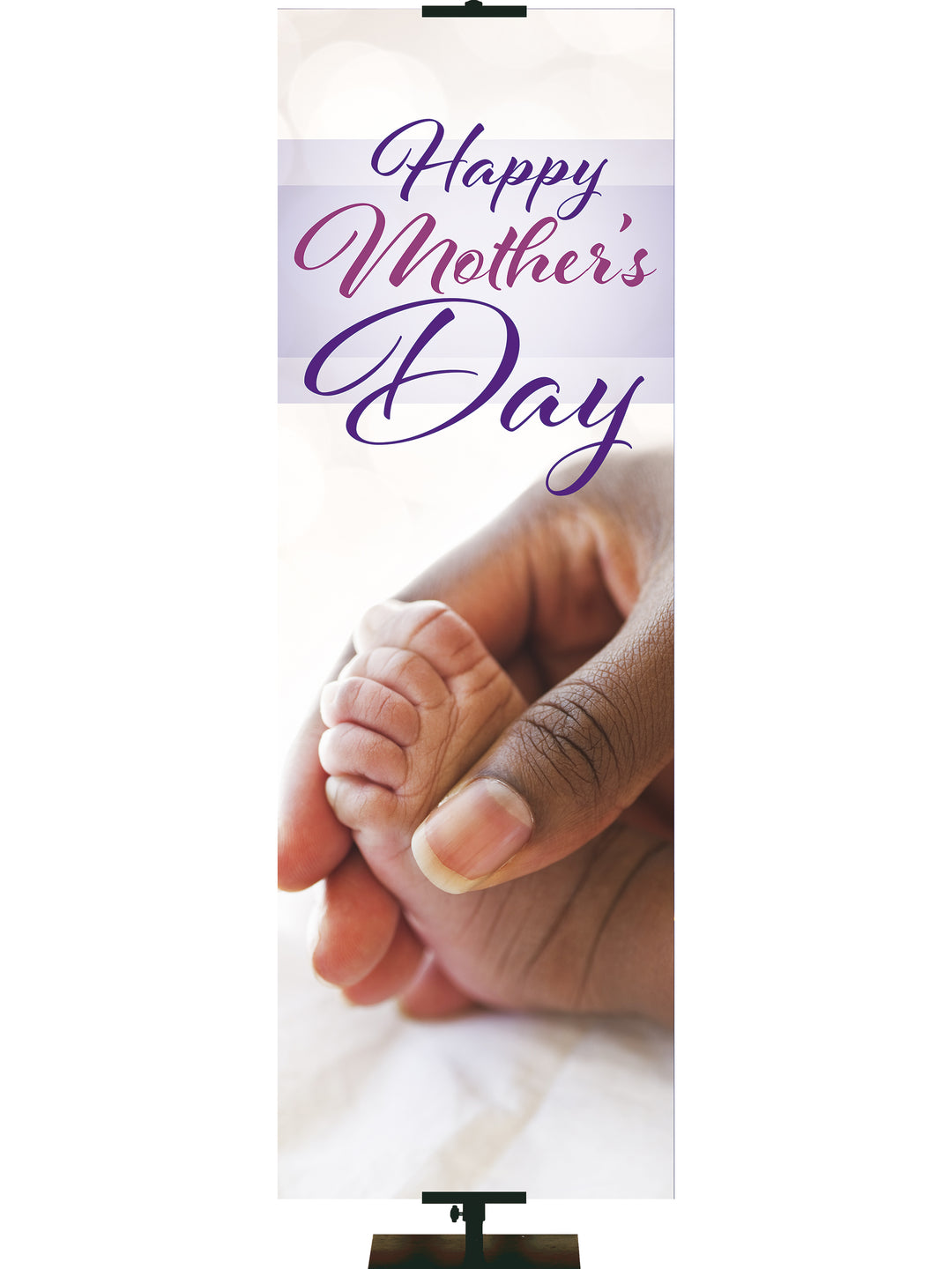 Banner for Mother's Day Baby's Foot in Mother's Hand
