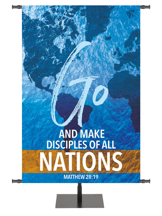 Church Mission Banner Make Disciples Matthew 28:19 on Blue Ocean and ...