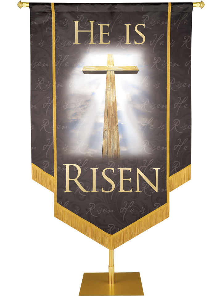 Names of Christ He Is Risen Embellished Banner - Handcrafted Banners - PraiseBanners