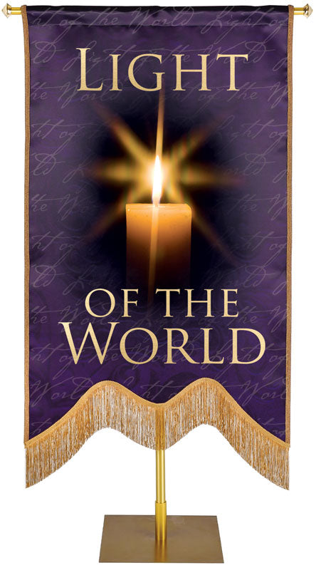 Light of the World Embellished Names of Christ Handmade Banner Sculpted M Style