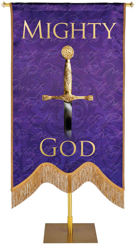 Names of Christ M-Shape Mighty God Embellished Banner - Handcrafted Banners - PraiseBanners