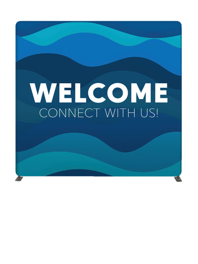 Navy Wave Welcome 8' Backdrop With Tube Display Stand