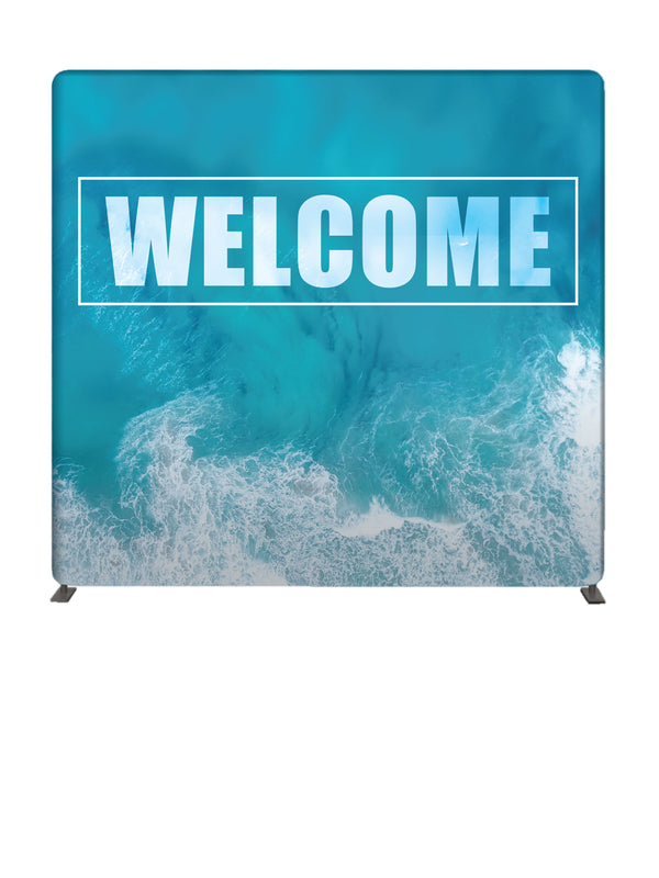 Ocean Tide Design Welcome 8' Backdrop With Tube Display Stand