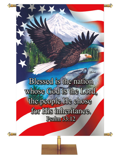 Patriotic Blessed is the Nation Eagle - Patriotic Banners - PraiseBanners