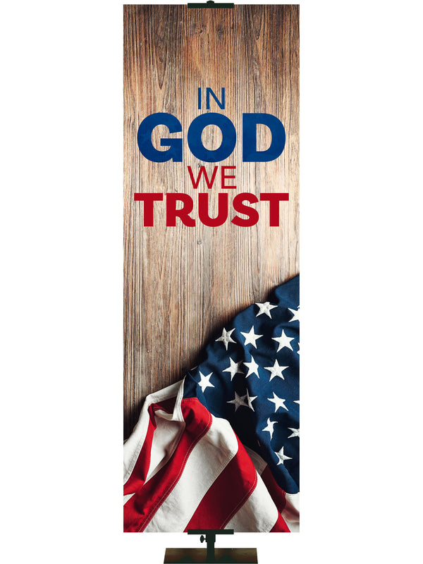 Patriotic In God We Trust Flag on Barn Wood