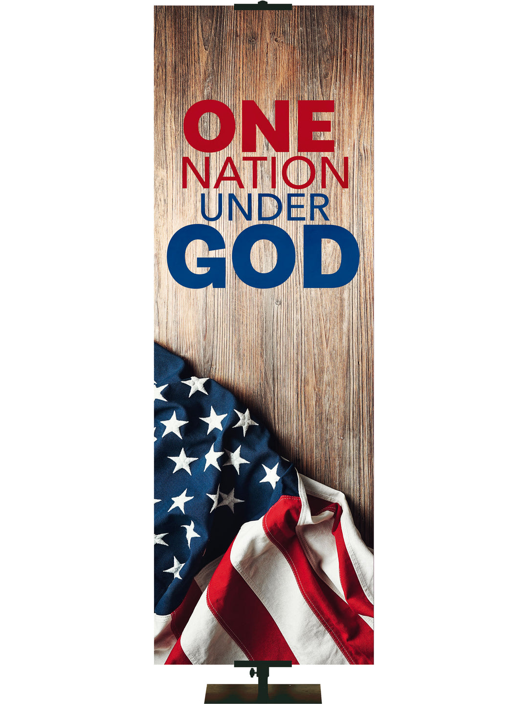 Patriotic One Nation Under God Flag on Barn Wood - Seasonal - PraiseBanners