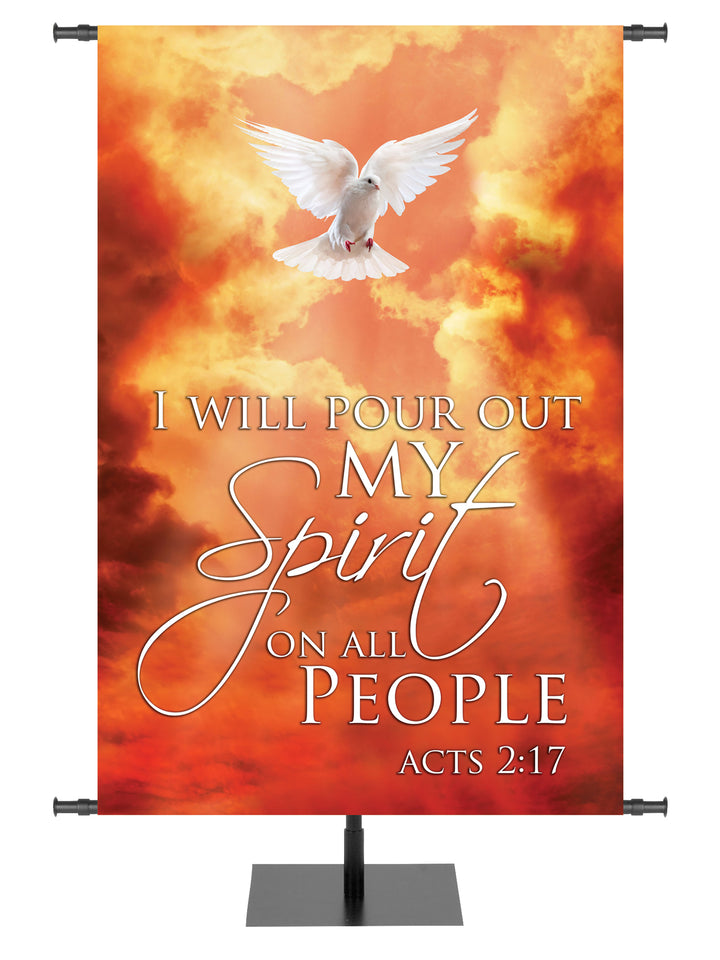 Red Clouds Pour Out My Spirit Pentecost Banner